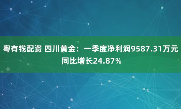 粤有钱配资 四川黄金：一季度净利润9587.31万元 同比增长24.87%