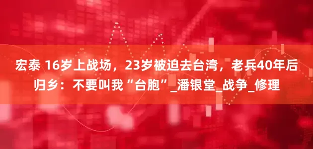 宏泰 16岁上战场，23岁被迫去台湾，老兵40年后归乡：不要叫我“台胞”_潘银堂_战争_修理